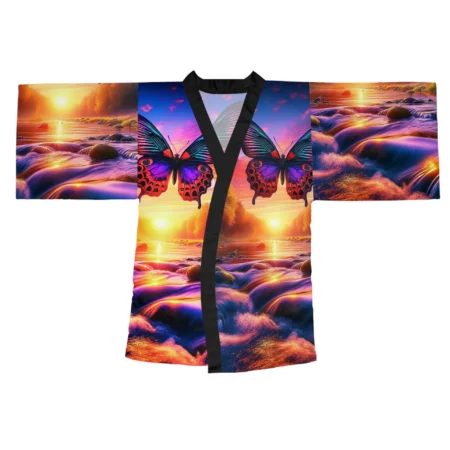 Kimono Robe - Elegant Butterfly Sunset Design